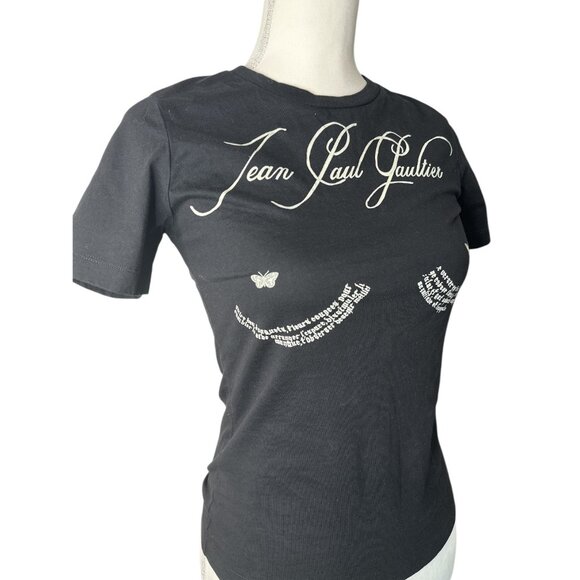 Jean Paul Gaultier Tattoo Baby Tee in Black & Off White Small New Womens Tshirt - Picture 8 of 16